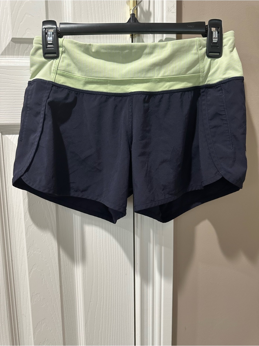 lululemon athletica Speed Up Running Shorts — Lime Green & Navy. Size 4.